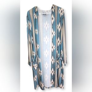 Crazy Train womens aztec western cardigan with hood size small